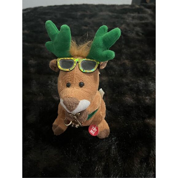 Vintage Christmas Saxophone Reindeer Plush Music Stuffed Animal sound light - Picture 1 of 4